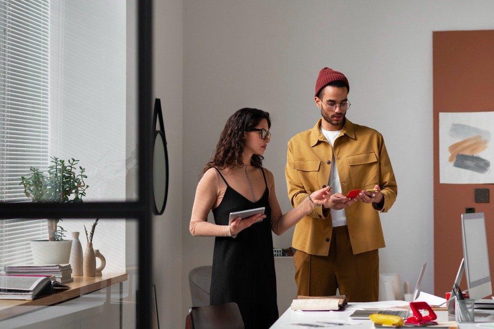 A girl consult with for residential interior designing